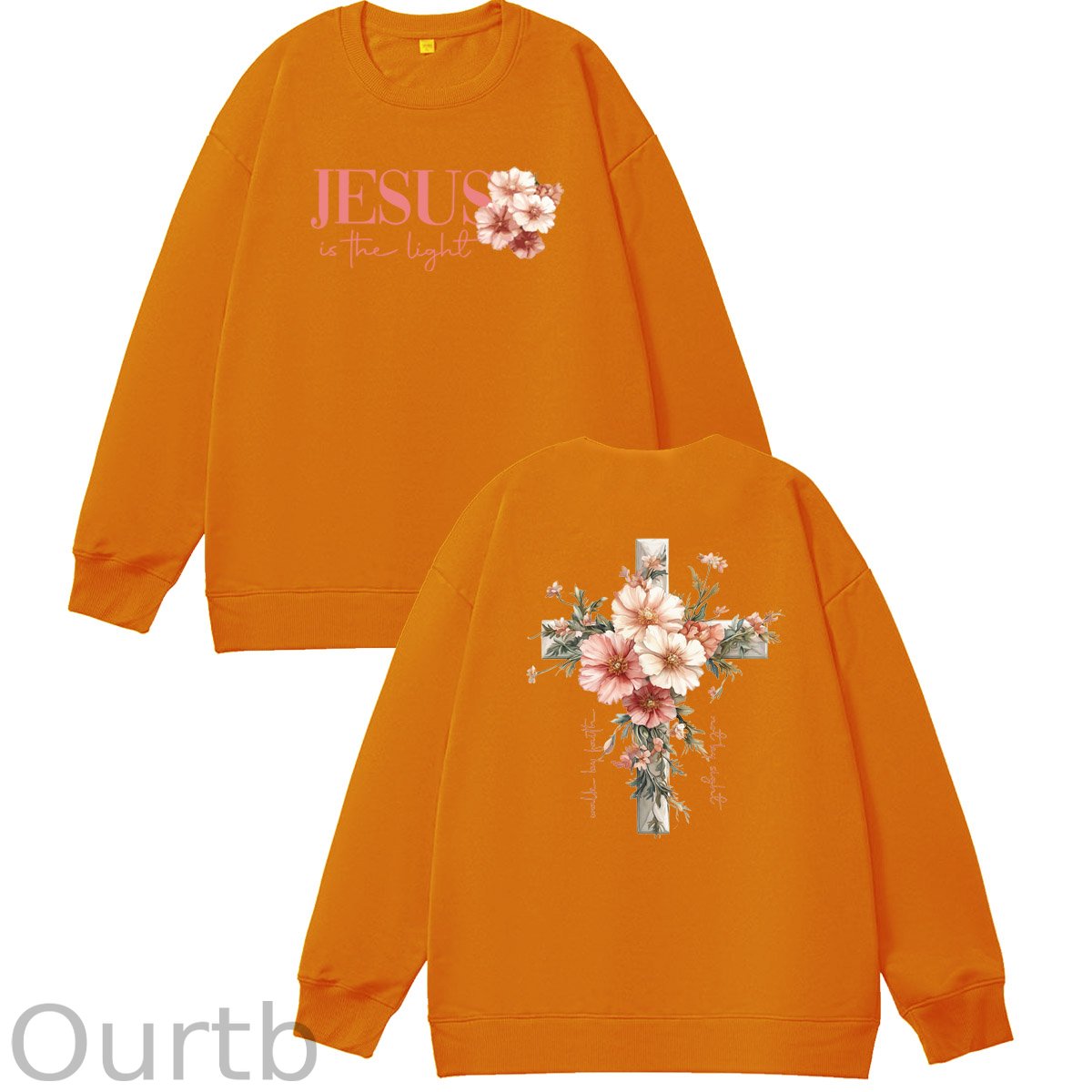 Jesus is The Light  Pattern 100% 300g CottonCrew Neck Sweatshirt