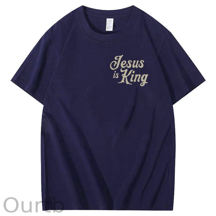 Jesus Is King Pattern  Print Cotton T-Shirt