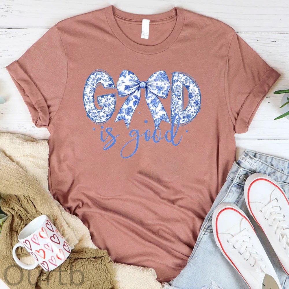 Women'S God is Good  Pattern Round-Neck T-Shirt