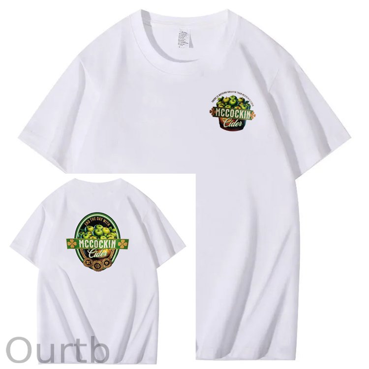 Mccuckin Cider Print Pattern Crew Neck T-Shirt