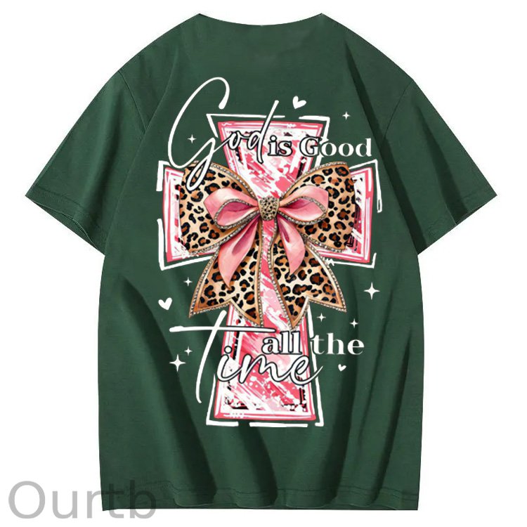 God Is Good All The Time Pattern Print 100%Cotton T-Shirt