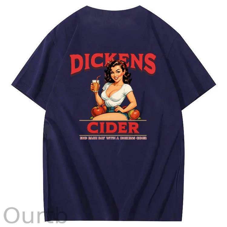 End Each Day With A  Dicknes Cider Pattern Print 100%Cotton T-Shirt
