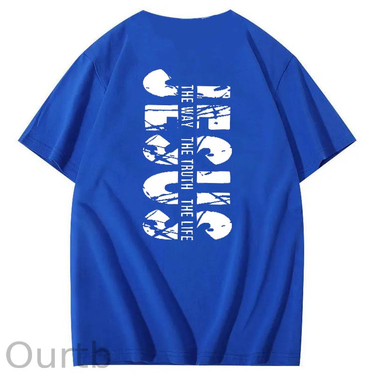 Jesus The Way The Truth The Life  Pattern Print Crew Neck T-Shirt