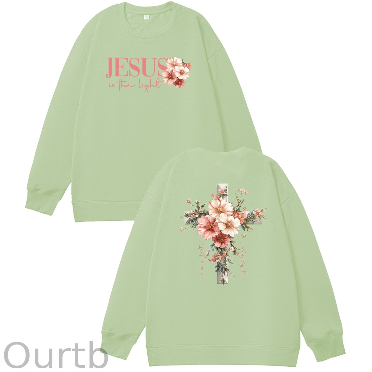 Jesus is The Light  Pattern 100% 300g CottonCrew Neck Sweatshirt