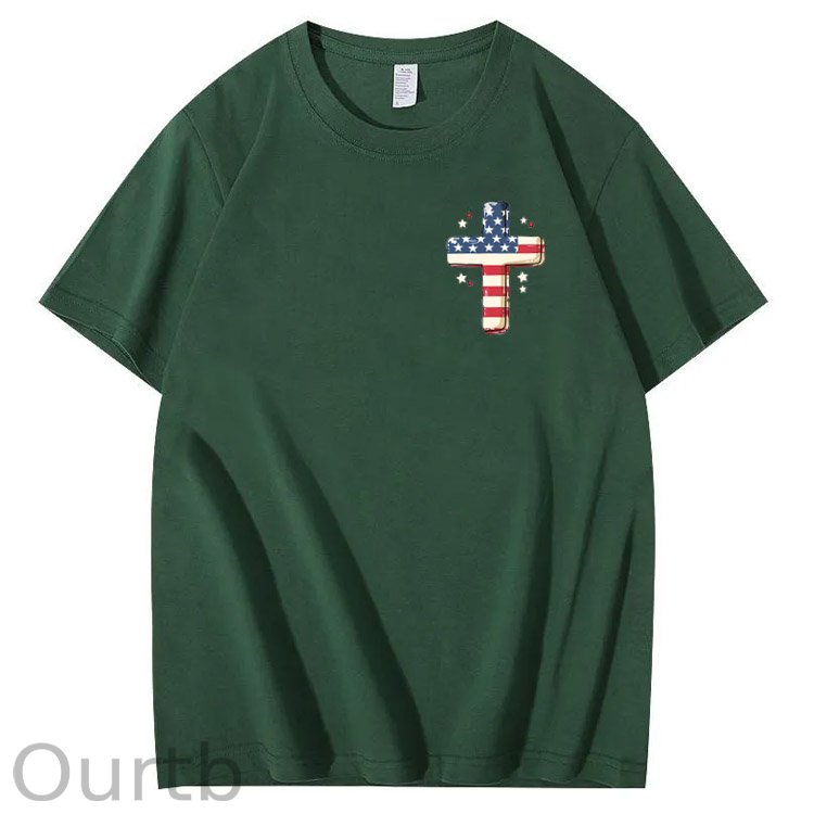 Independence Day Stars&Stripes Jesus Chirs Pattern Print T-Shirt