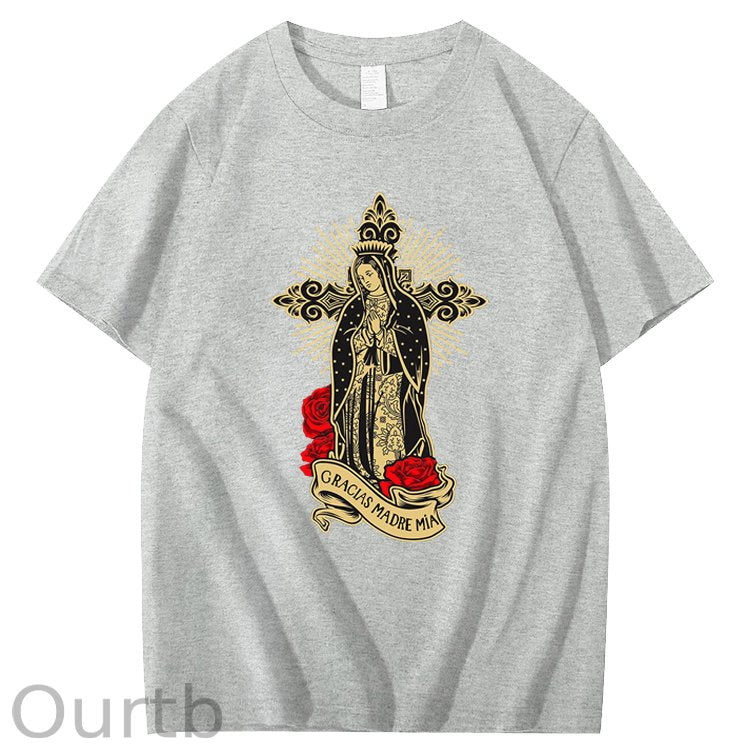 Our Lady Of Guadalupe Saint Virgin Mary 100% Cotton T-Shirt