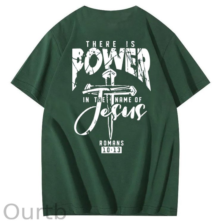There Is Power In The Name Of Jesus Pattern Print T-Shirt