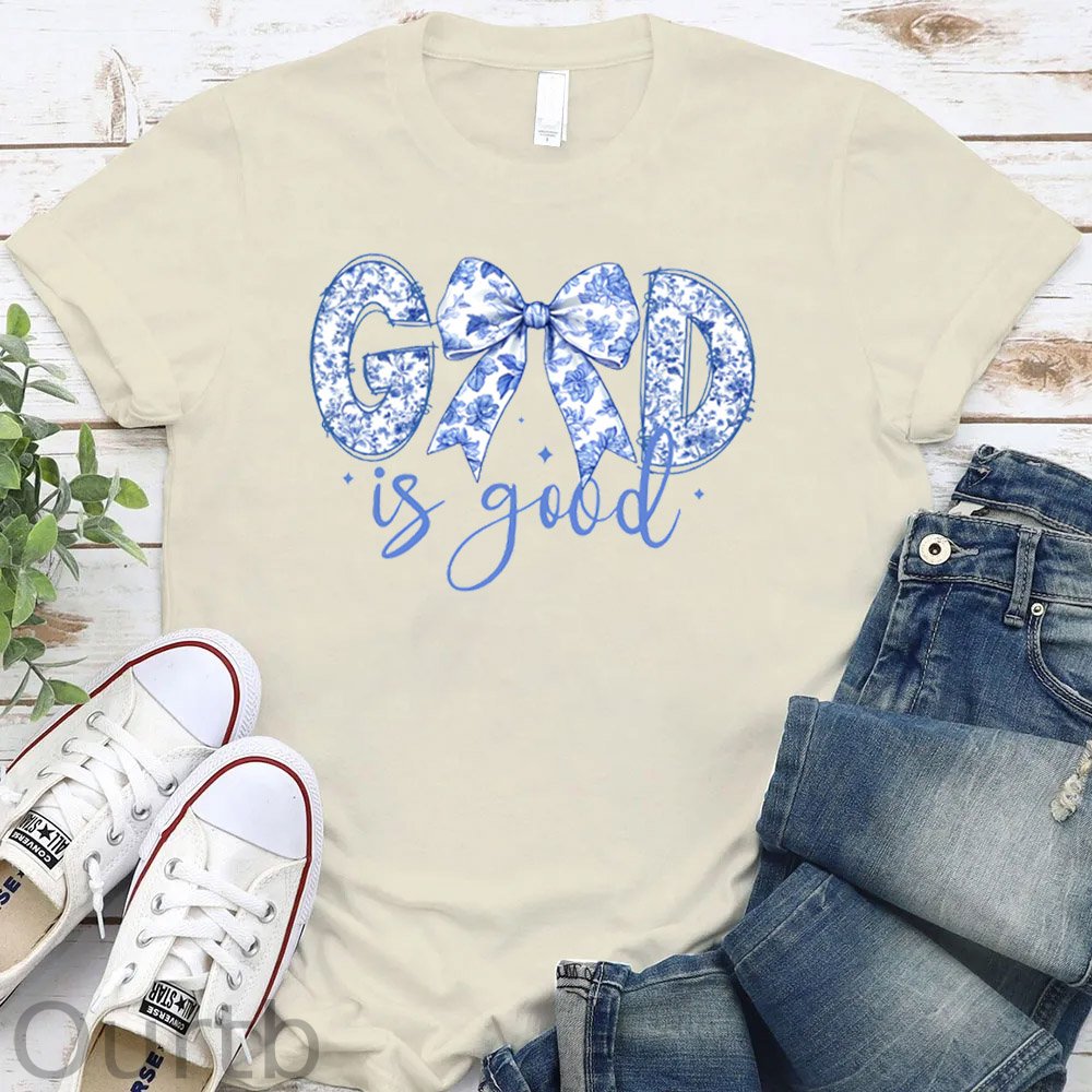 Women'S God is Good  Pattern Round-Neck T-Shirt