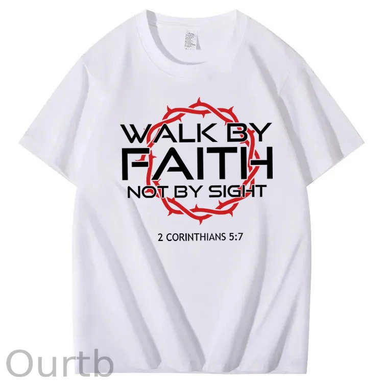 Jesus Walk By Faith Christian 100% Cotton T-Shirt