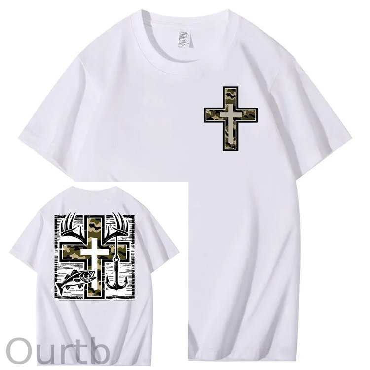 Camo Cross Antlers Faith 100% Cotton T-Shirt