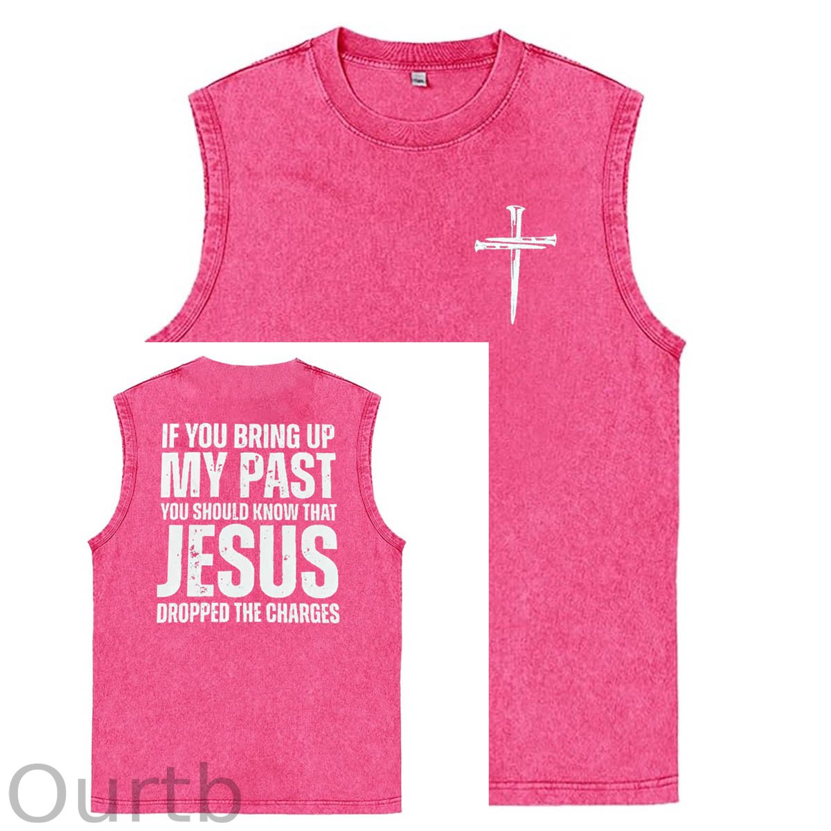 If You Bring Up My Past Print Pattern Sleeveless Cotton Washed Printed Loose Vest