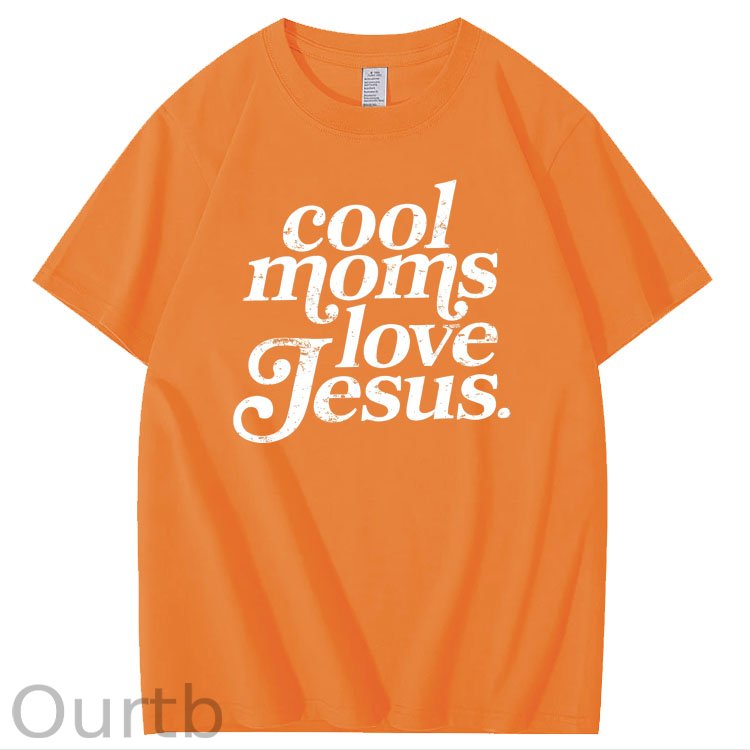 Cool Moms Love Jesus  Pattern 100% Cotton T-Shirt