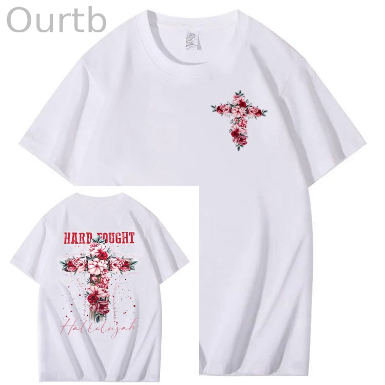 Hard Fought Pattern Print Crew Neck T-Shirt