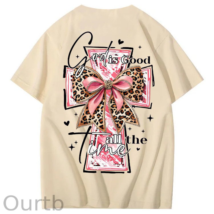 God Is Good All The Time Pattern Print 100%Cotton T-Shirt