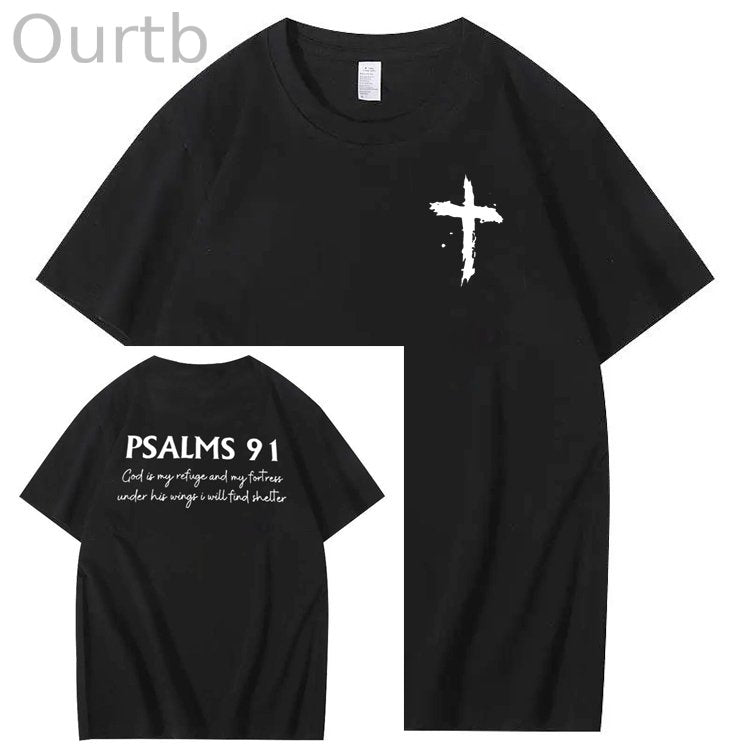 Psalms 91 Pattern 100&Cotton Print T-Shirt
