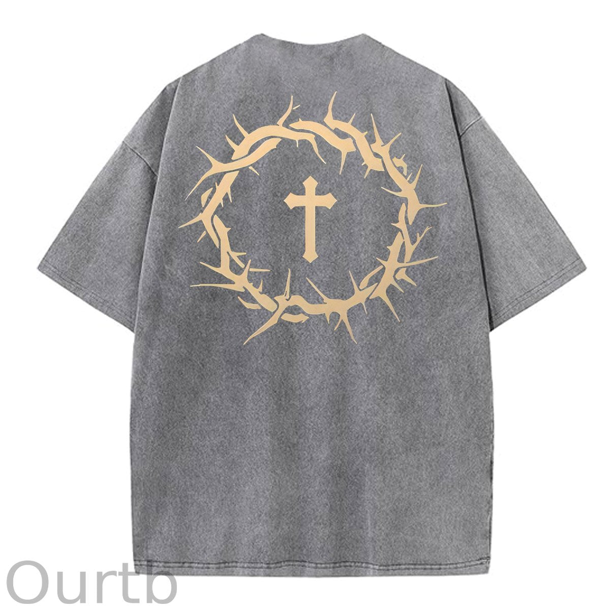 Faith Over Fear  Pattern Washing And Aging Process Crew Neck T-Shirt