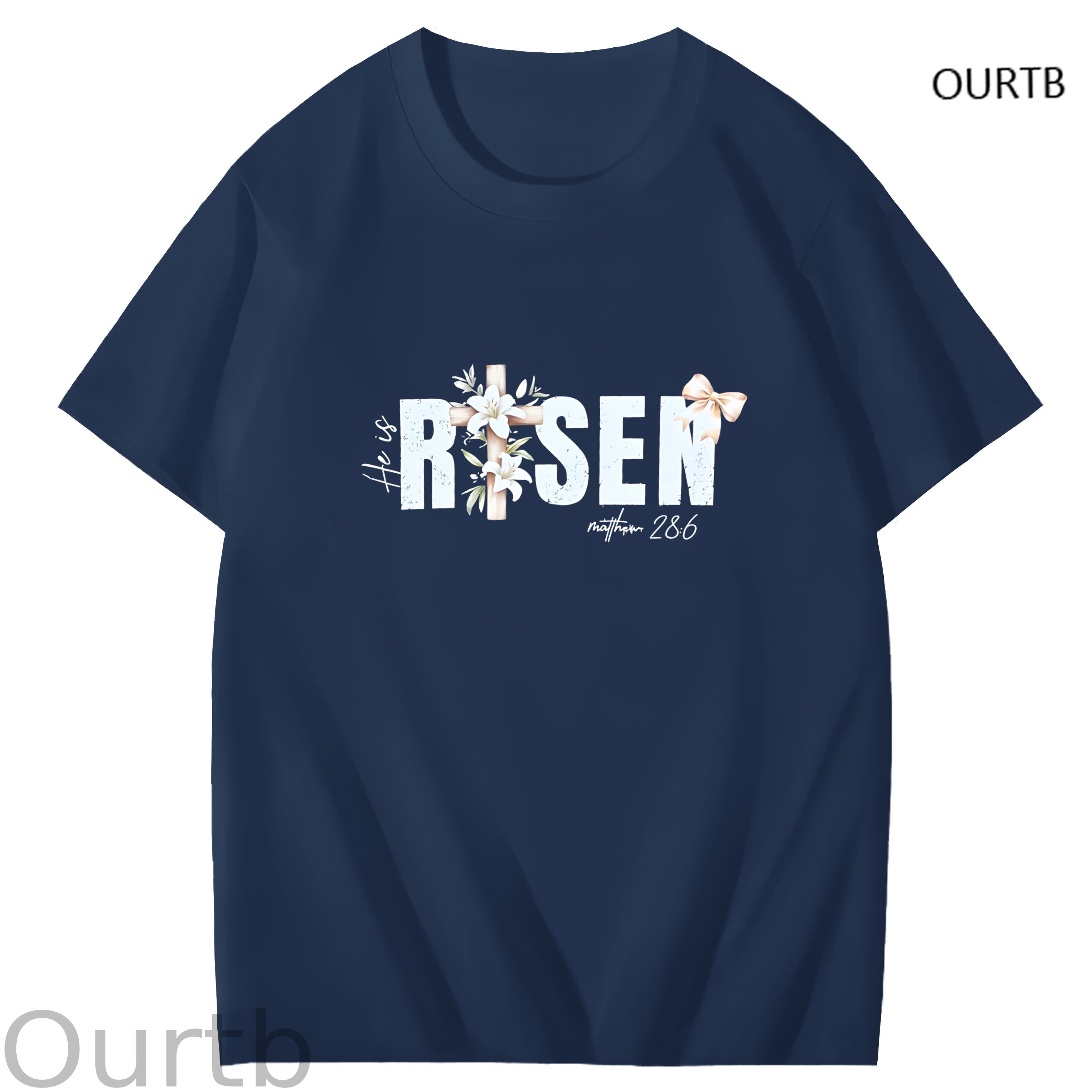 He Is Risen Faith Art Pattern Print T-Shirt