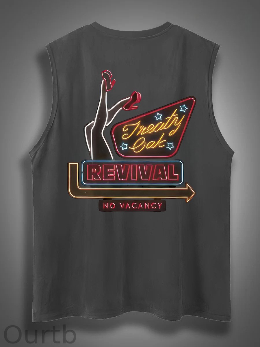 Treaty Oak Revival Print Cotton Sleeveless Tank Tops
