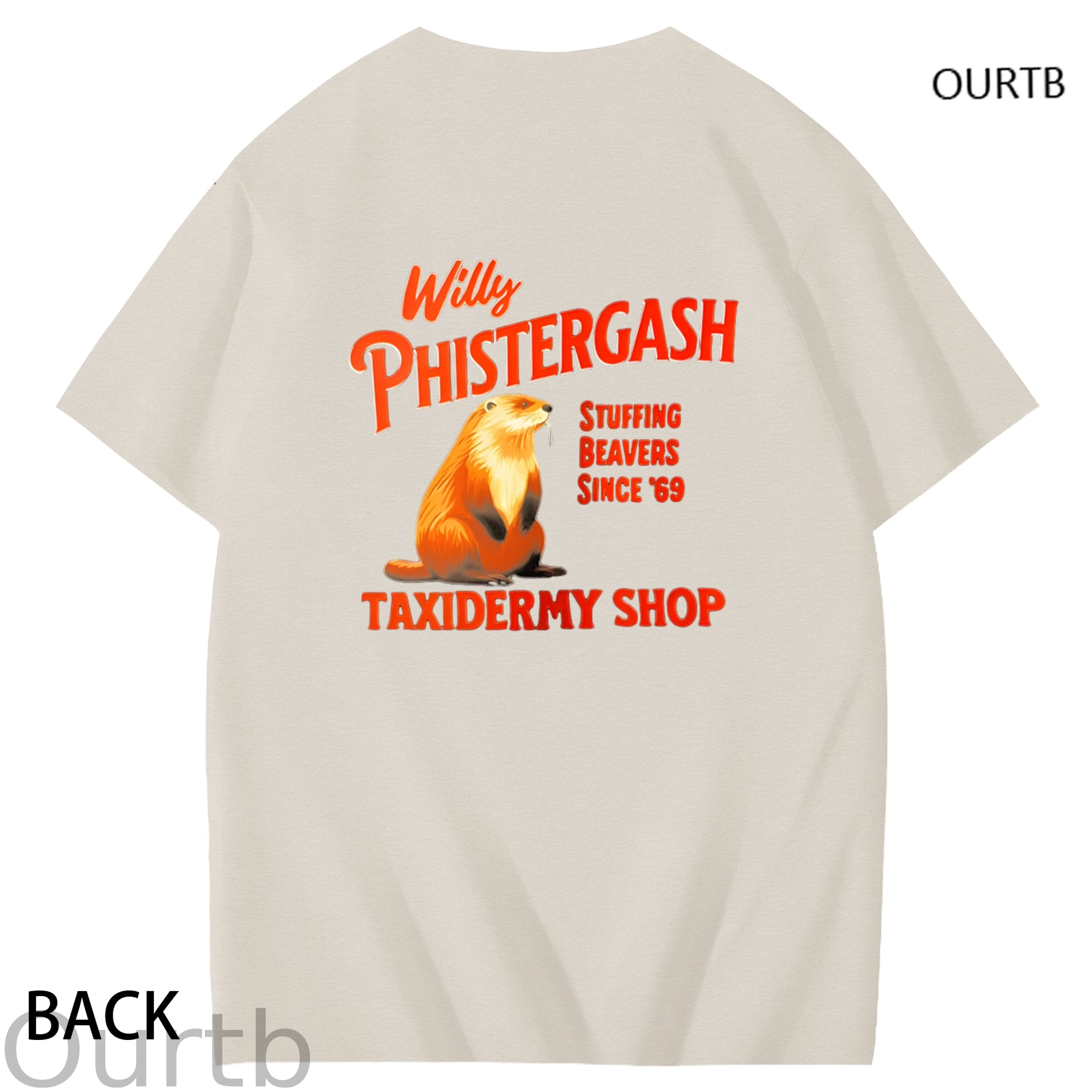 Willy Phistergash Stuffing Beavers Since'69 Taxidermy Shop Art Pattern Print T-Shirt