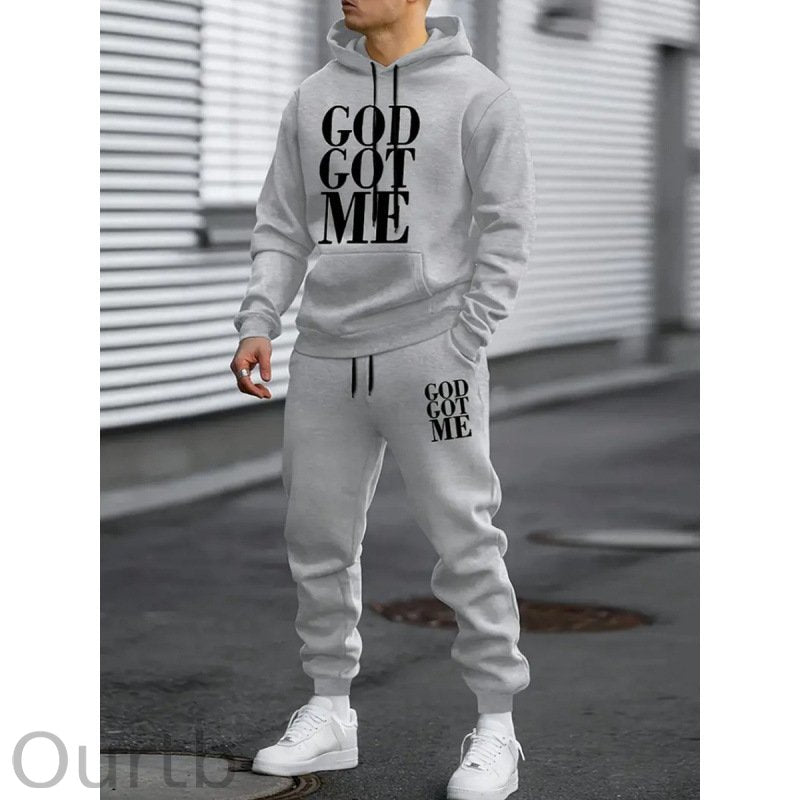 'GOD GOT ME'Men's outdoor casual sportswear set