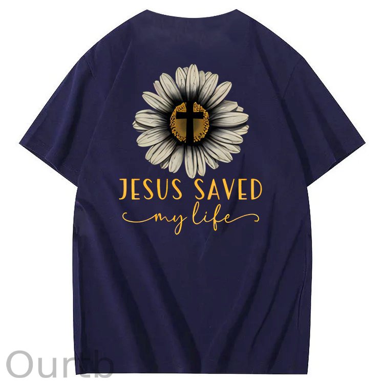 Jesus Saves My Life Pattern100% Cotton T-Shirt