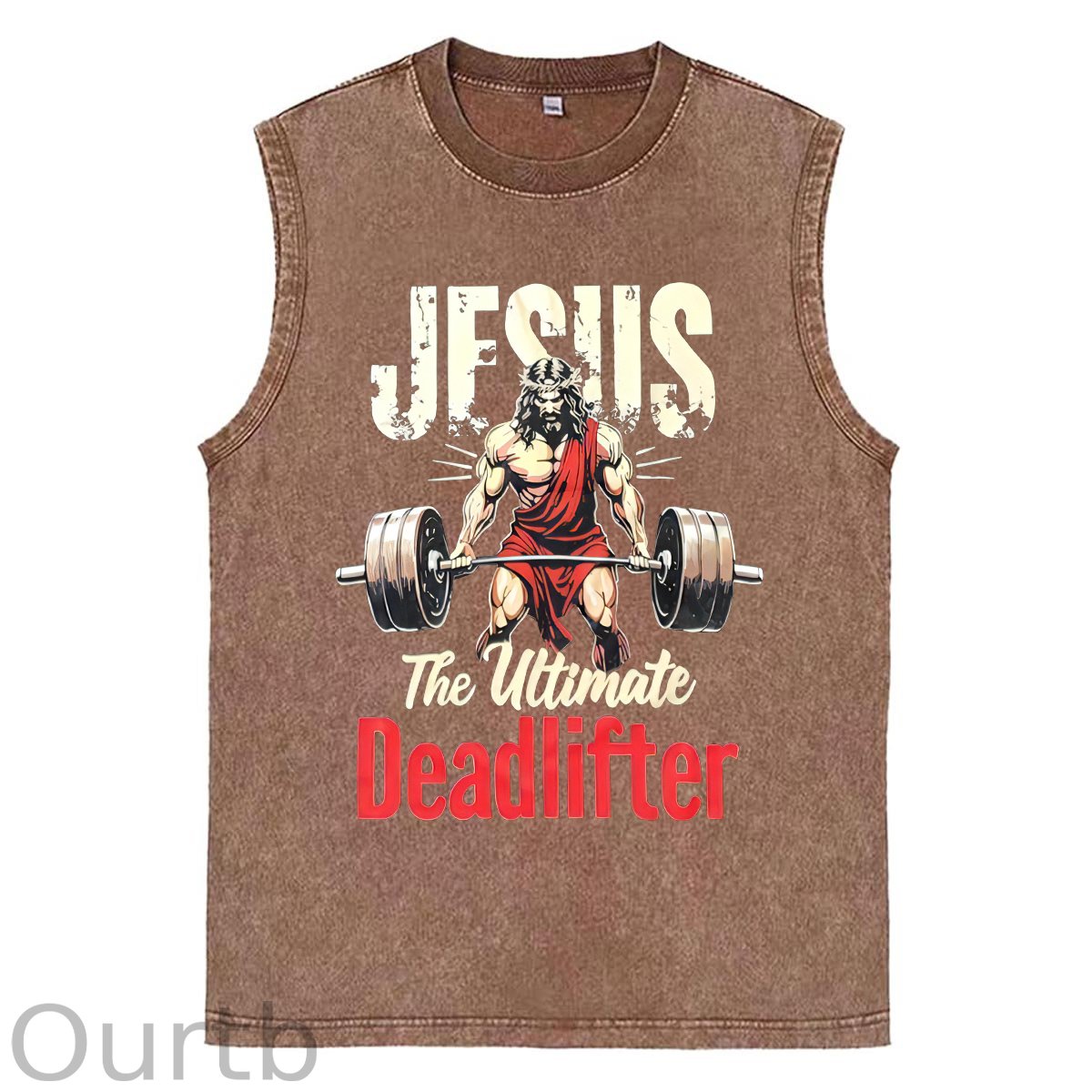 Jesus  Pattern Sleeveless Cotton Washed Printed Loose Vest