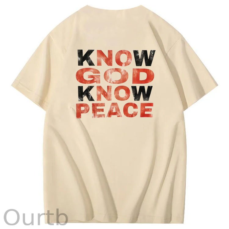 Know God Know Peace Pattern  Print 100%Cotton T-Shirt