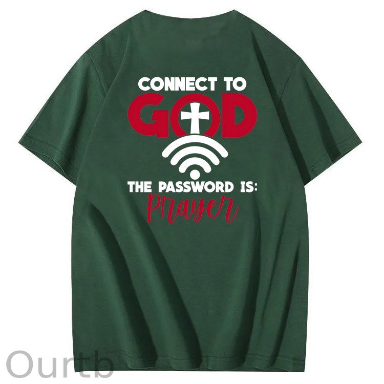 Connect To God The Password is Pattern  Print 100%Cotton T-Shirt