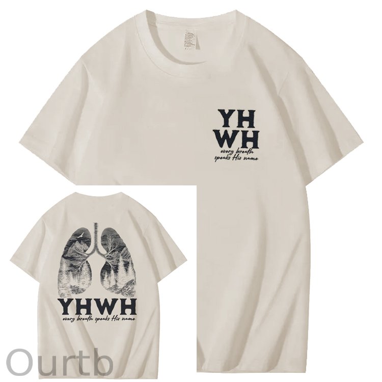 Yhwh Lung Breathing Bible Christian God Faith Jesus Art Pattern Print T-Shirt