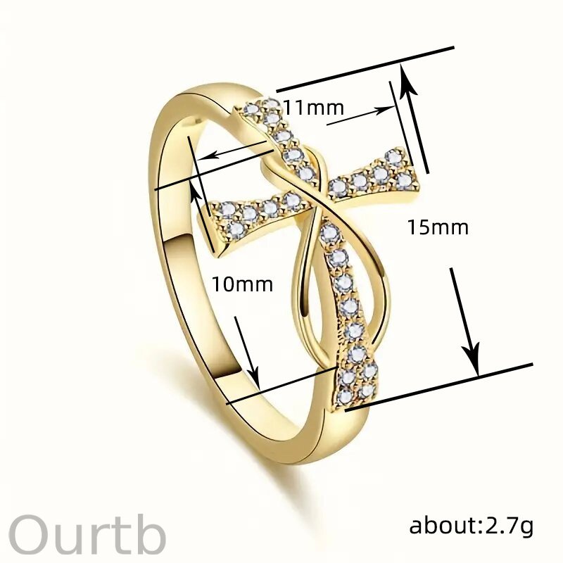Cross Inlaid Zircon Ring