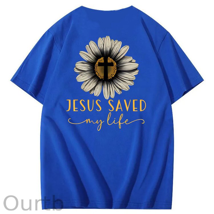 Jesus Saves My Life Pattern100% Cotton T-Shirt