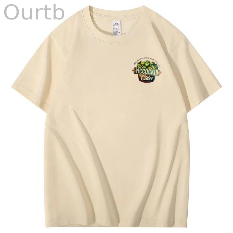 Mccuckin Cider Print Pattern Crew Neck T-Shirt