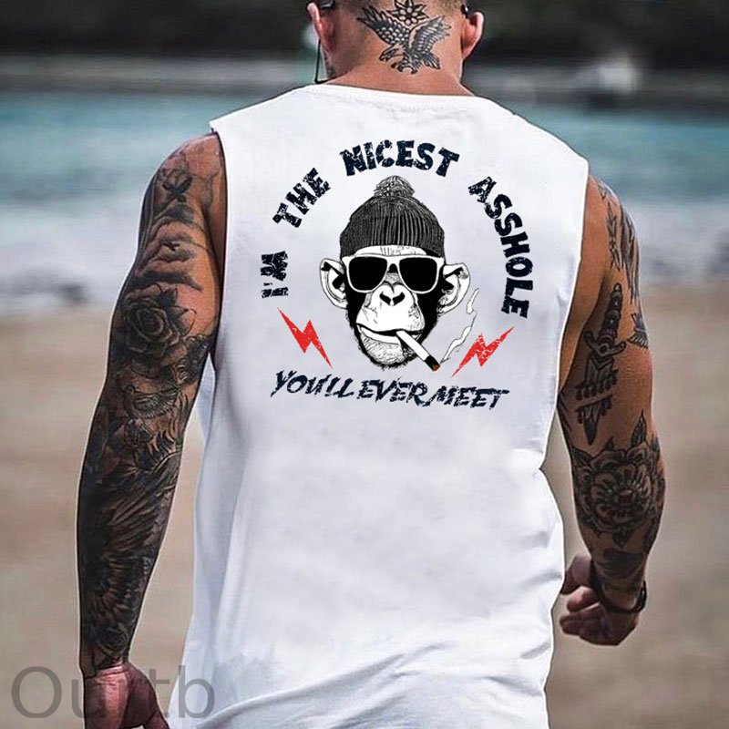 I'M THE NICEST ASSHOLE Moneky Print Vest