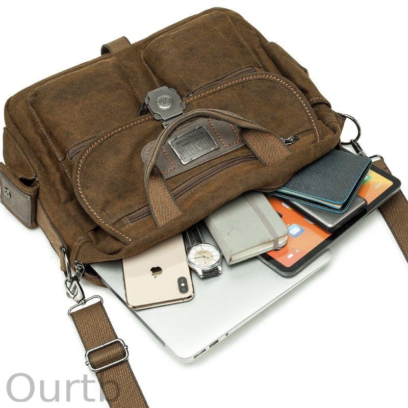 Men's Retro Large-capacity Crossbody Portable Canvas Bag 01198229U