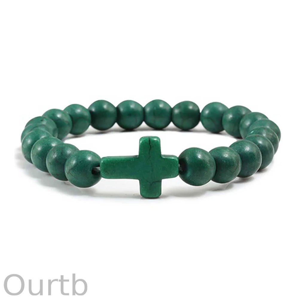 Jesus Cross Bracelet Handmade Beaded Stretch