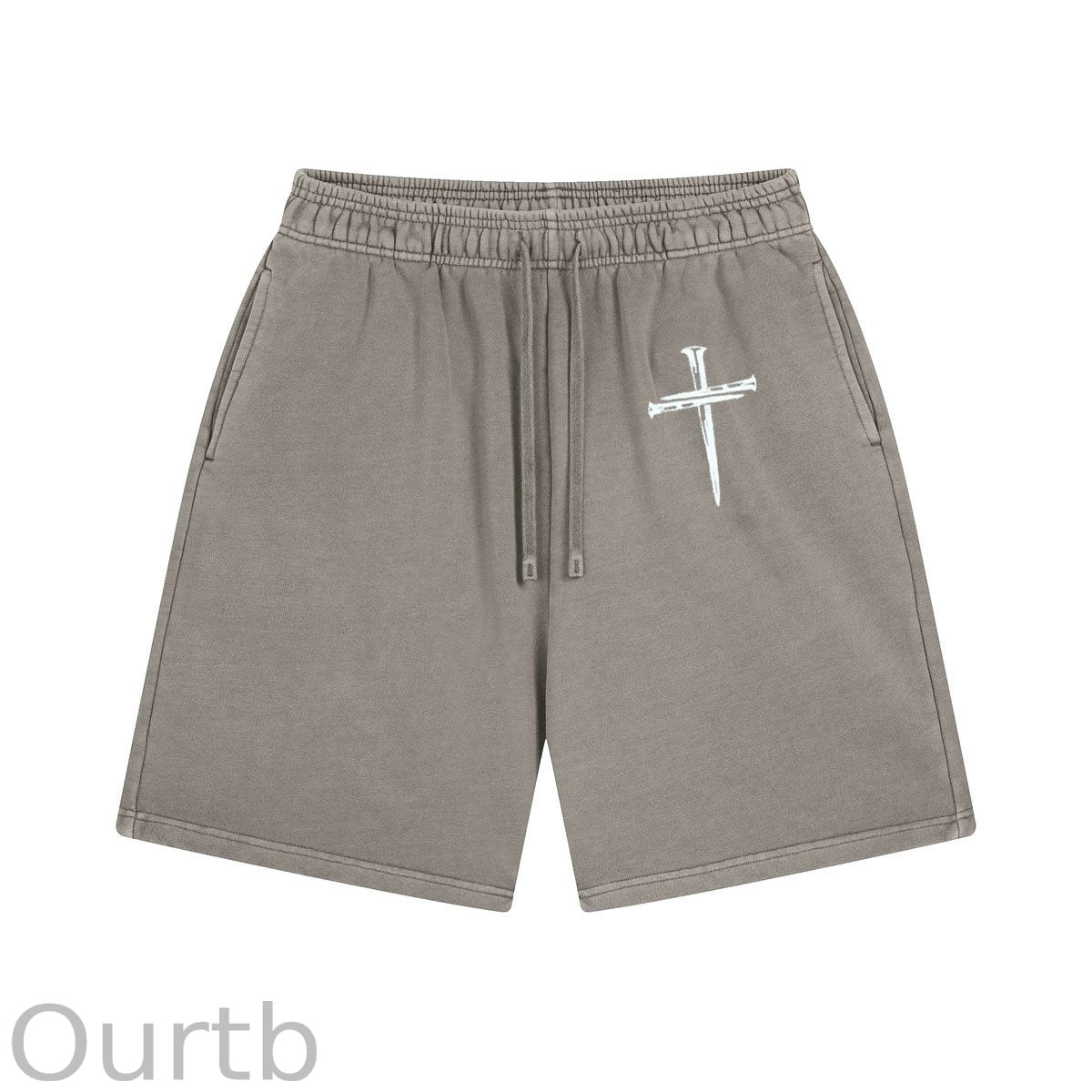 Nails Cross Pattern Print Craft Shorts Pants