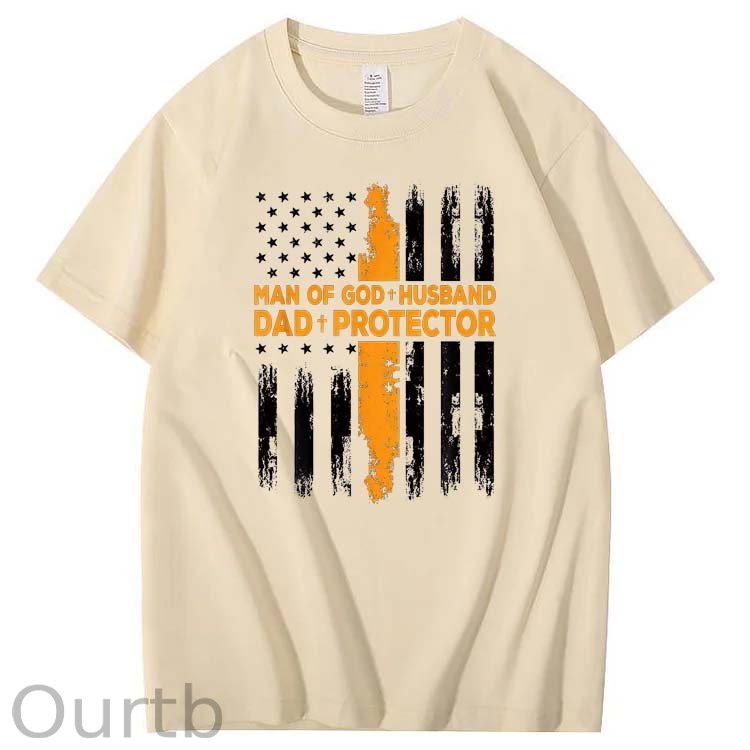 Man Of God+Husband+ Protector Pattern 100% Cotton T-Shirt