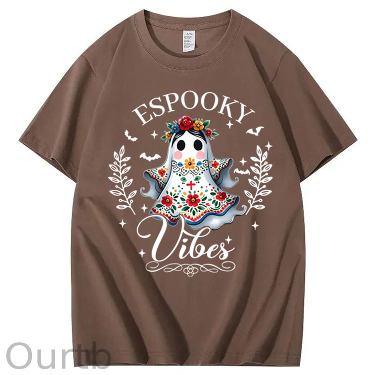 Halloween Espooky Vibes Mexican Boo Ghost 100% Cotton T-Shirt
