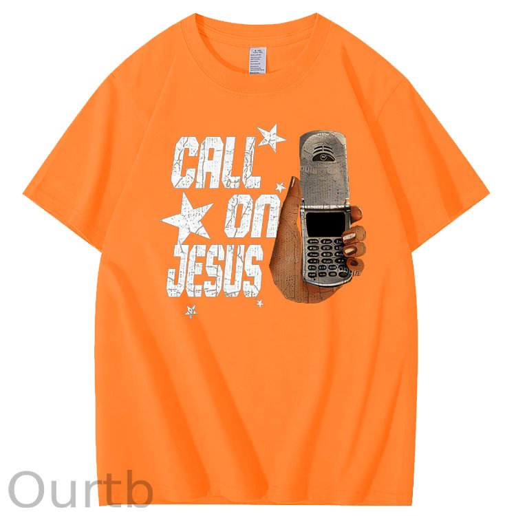 Funny Call On Jesus Pattern 100&Cotton Print T-Shirt