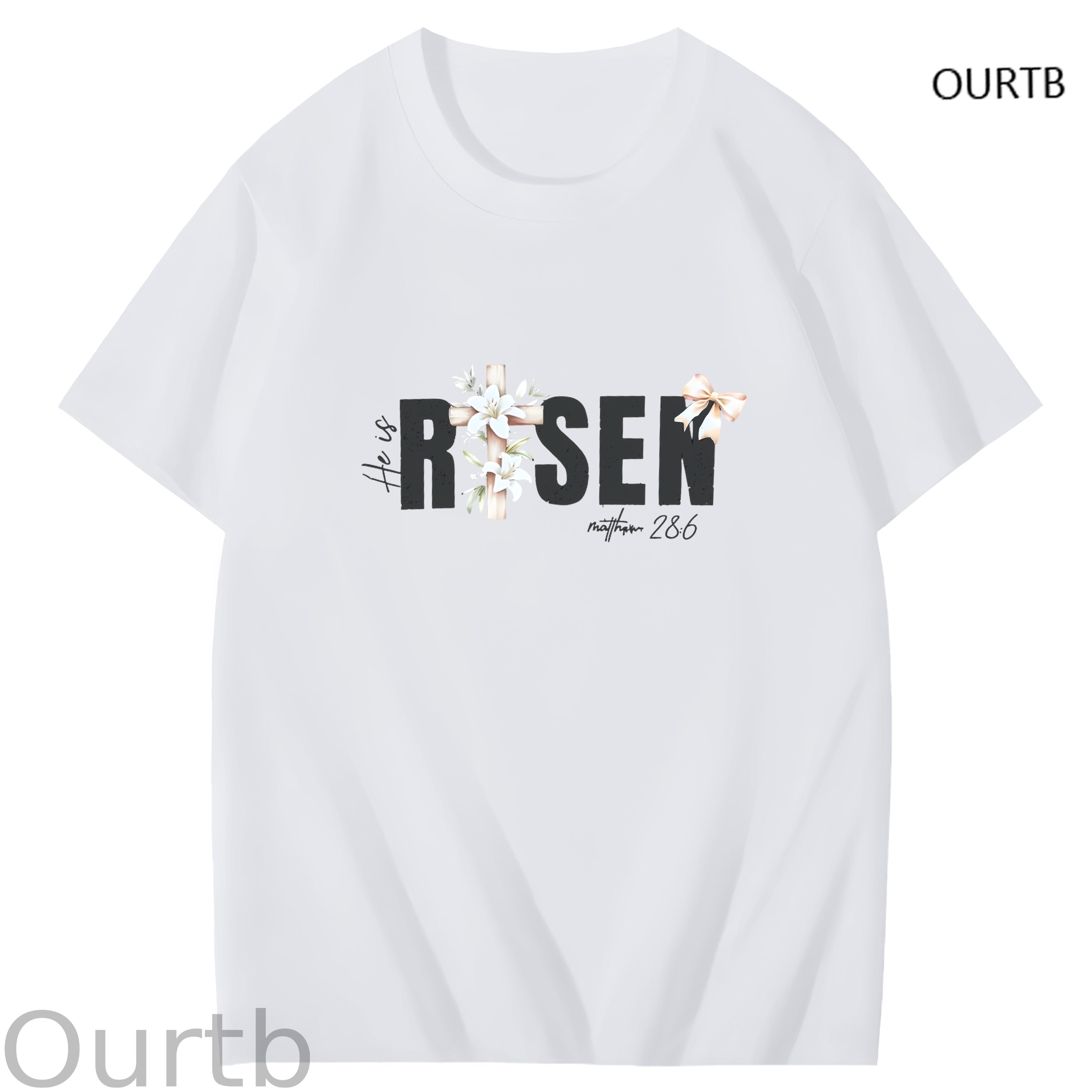 He Is Risen Faith Art Pattern Print T-Shirt