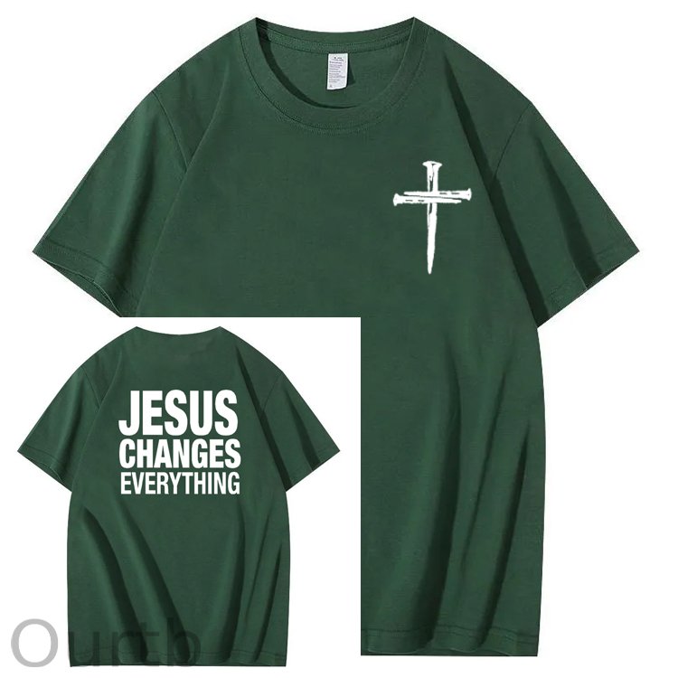 Jesus Changes Everything Pattern Print Crew Neck T-Shirt