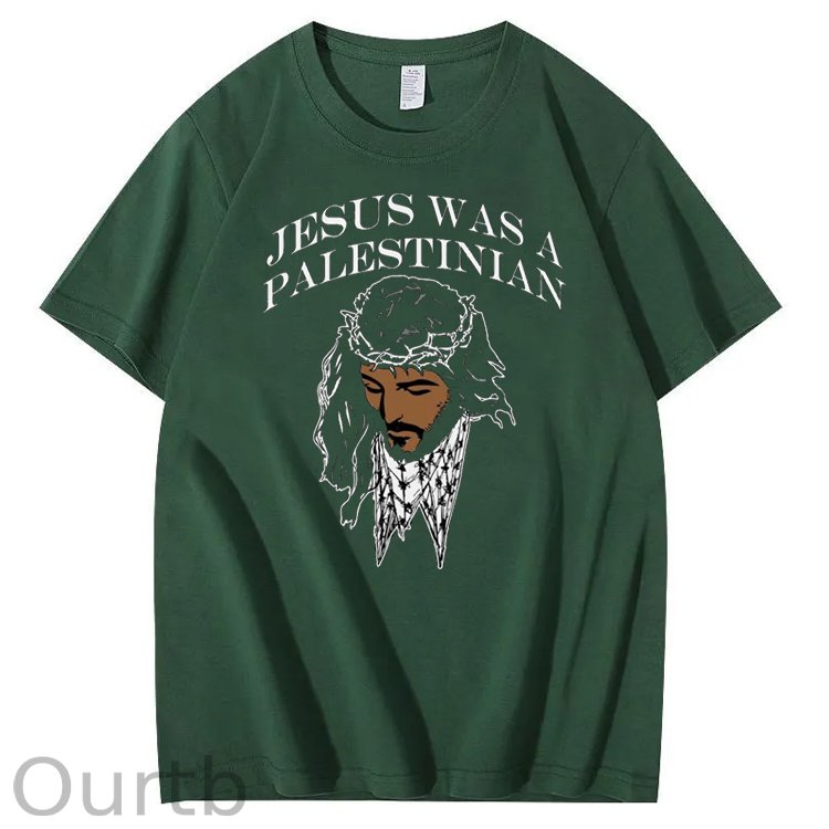 Jesus Was Palestinian Pattern Print Crew Neck T-Shirt