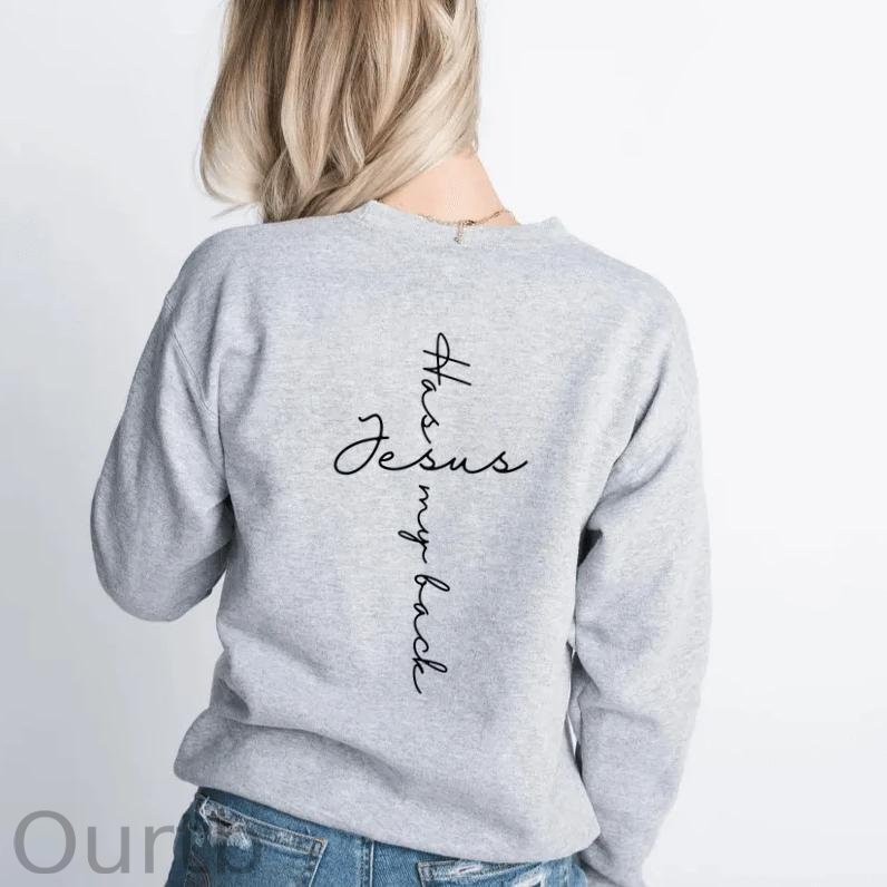 Jesus Has My Back Cotton Fleece Sweatshirt
