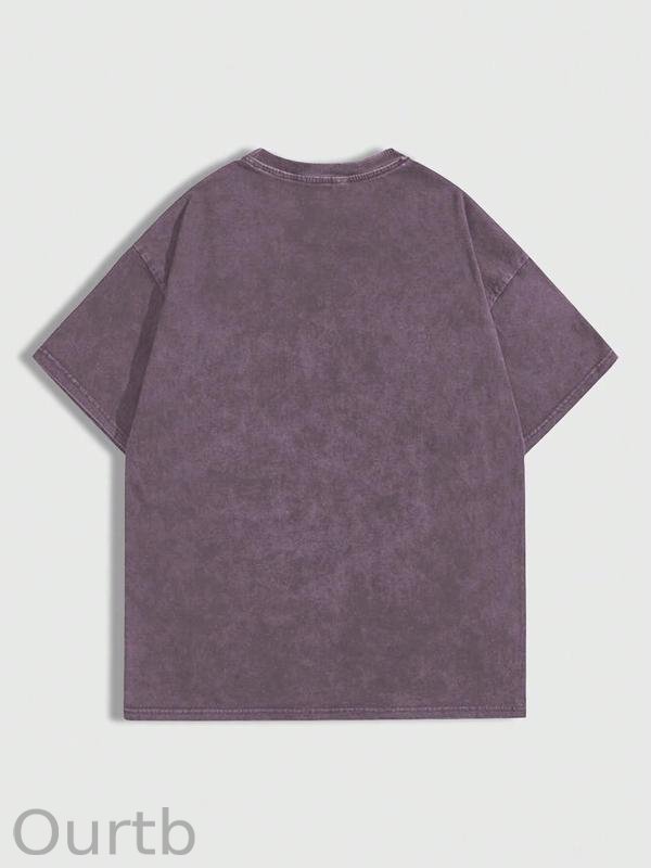 Men's Cross & Letter Print Round Neck Tee, Casual Street Short Sleeve T-shirt for Summer, Men's Top for Daily Wear