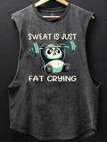 Sweat Is Just Fat Crying Funny Fitness Dinosaur Cotton Sleeveless Tank Tops