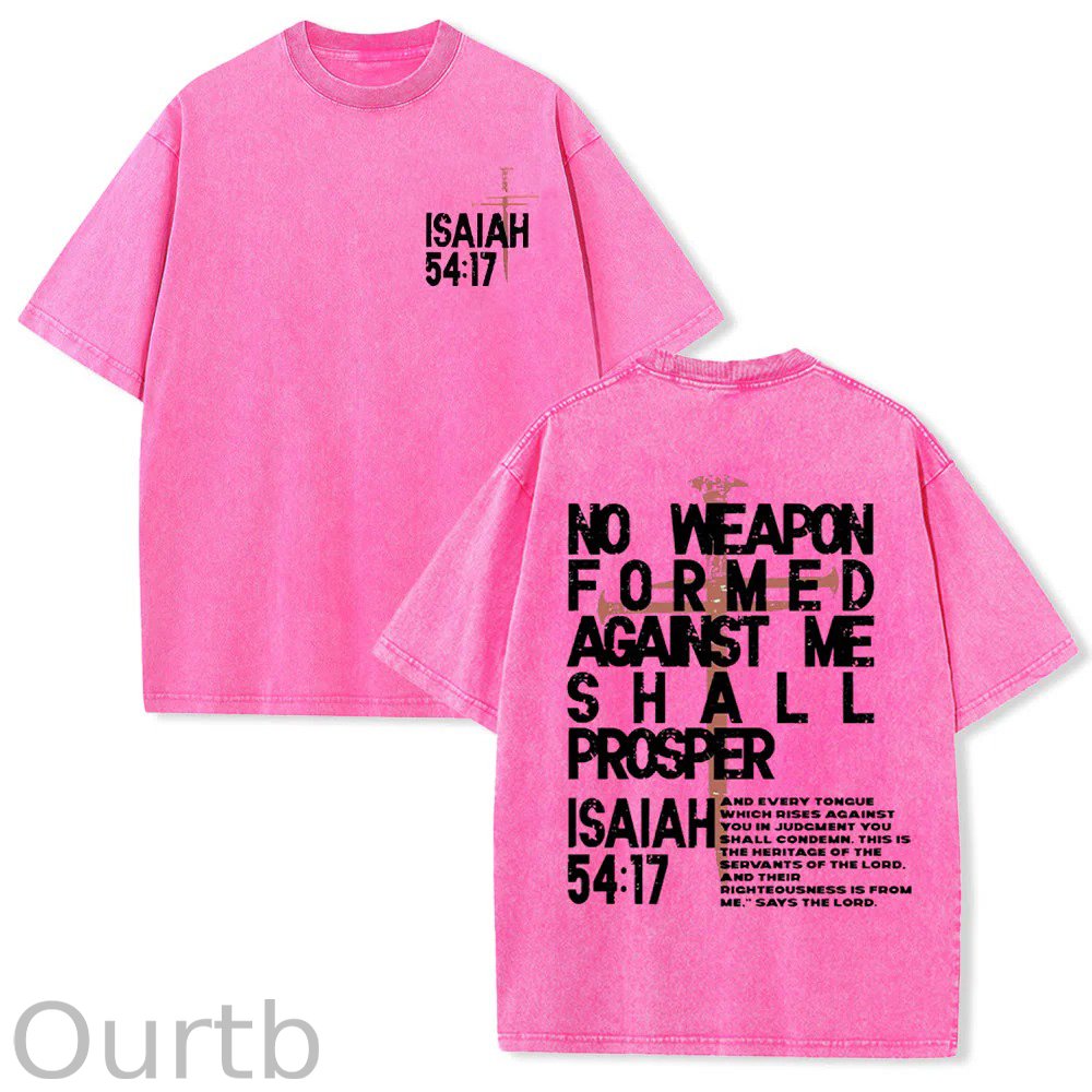 No Weapon Formed Against Me Christian Washed Cotton T-Shirt