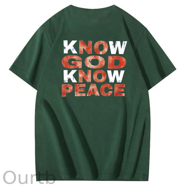Know God Know Peace Pattern  Print 100%Cotton T-Shirt