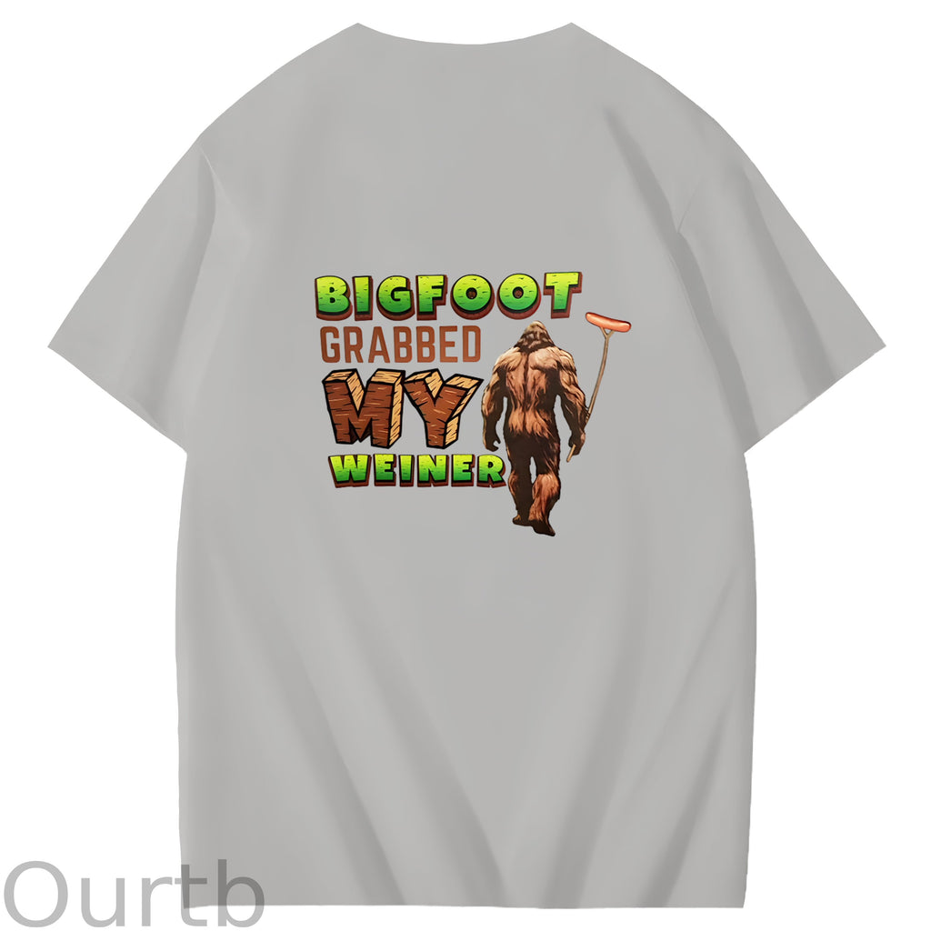 Bigfoot Grabbed My Weiner Art Pattern Print T-Shirt