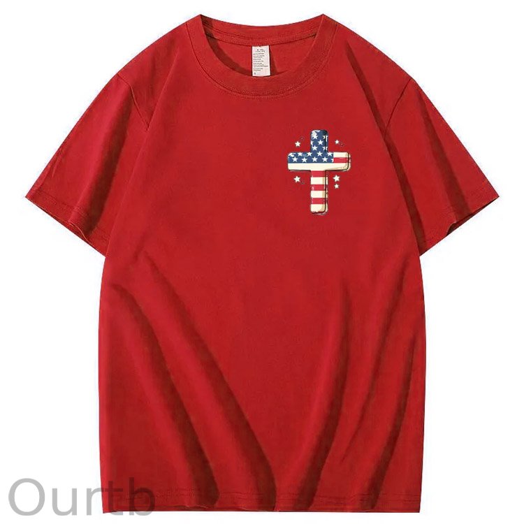 Independence Day Stars&Stripes Jesus Chirs Pattern Print T-Shirt