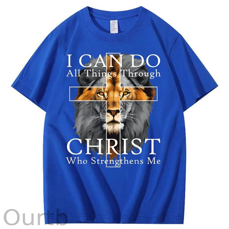 I Can Do All Things Through Christ Who Strengthens Me Pattern Print 100%Cotton T-Shirt